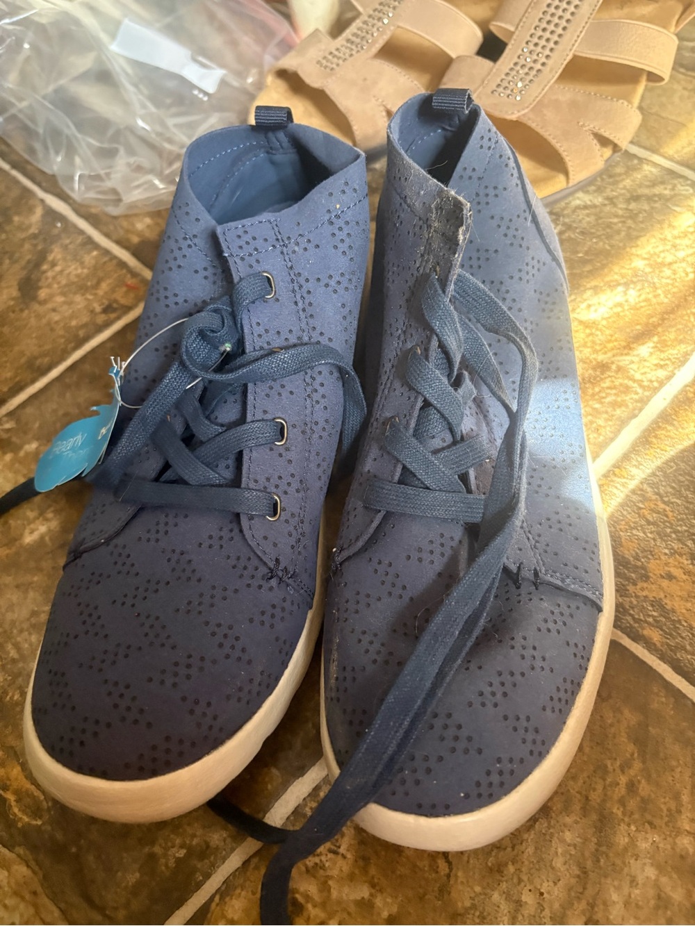 BearPaw Navy Perforated Lace-Up Sneakers